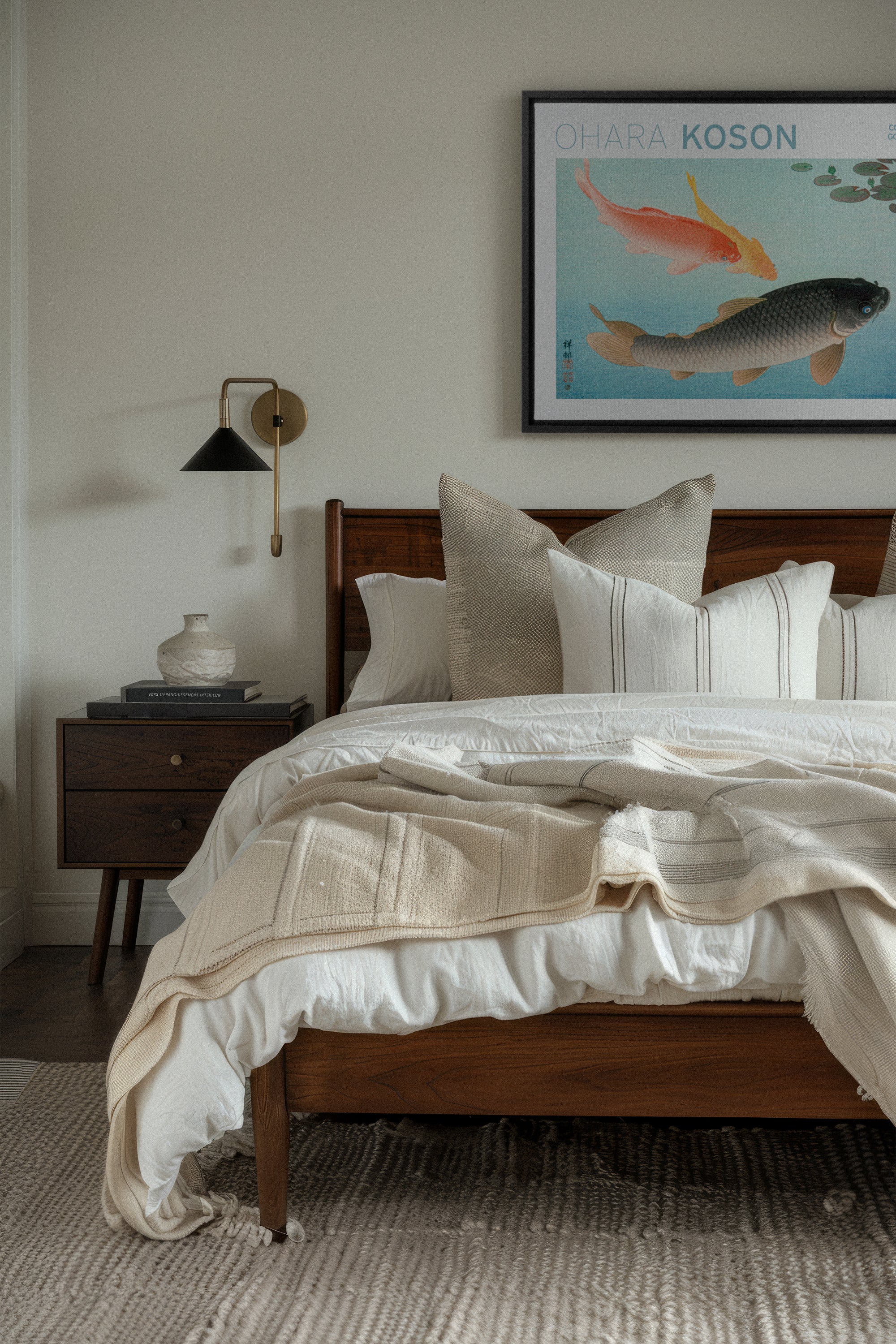 OLEKA CANVAS - COMMON &amp; GOLDEN CARP, Oeuvre sur toile étirée, encadré Noir