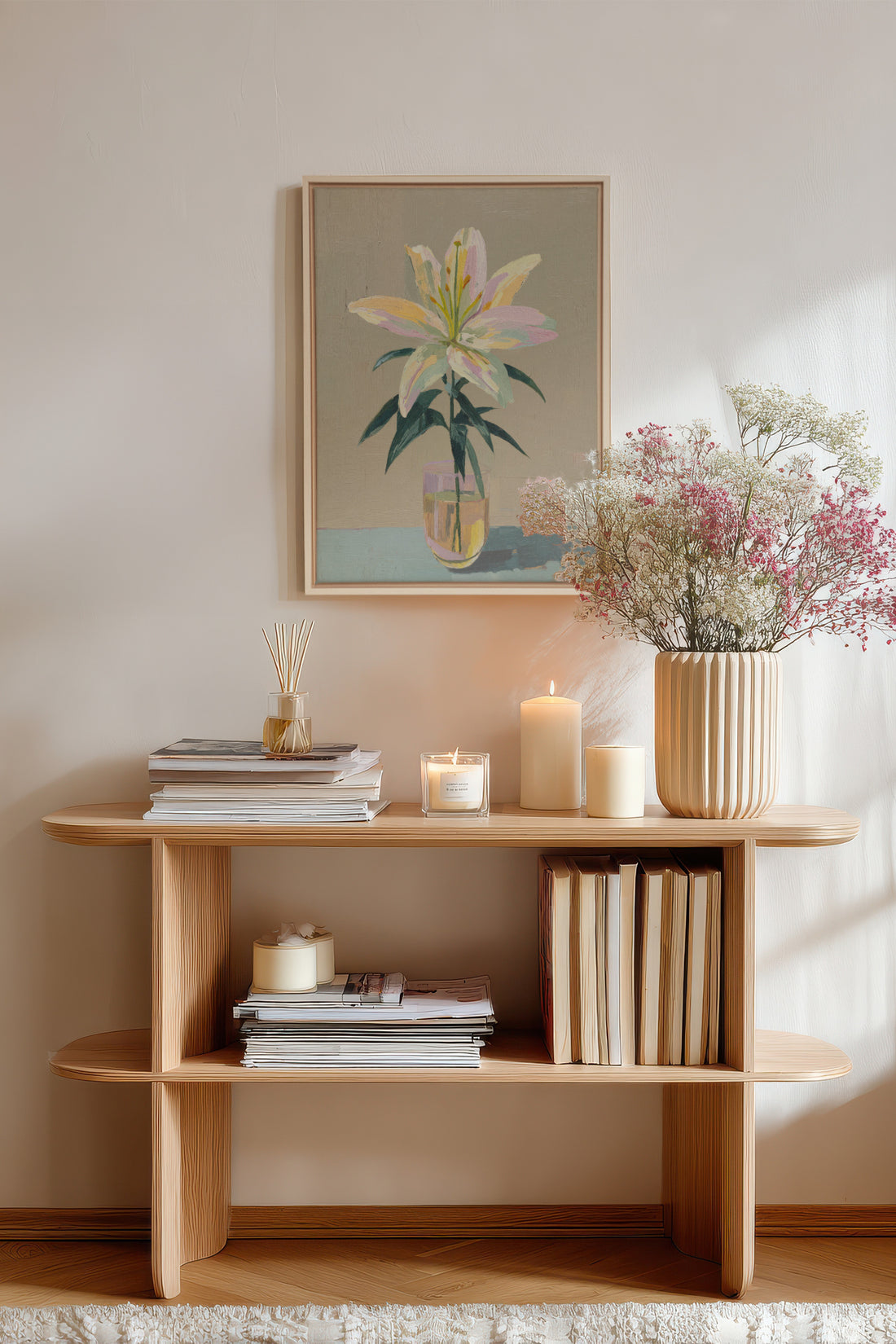 ETERNAL LILY, Oeuvre sur toile étirée, encadré Naturel Clair