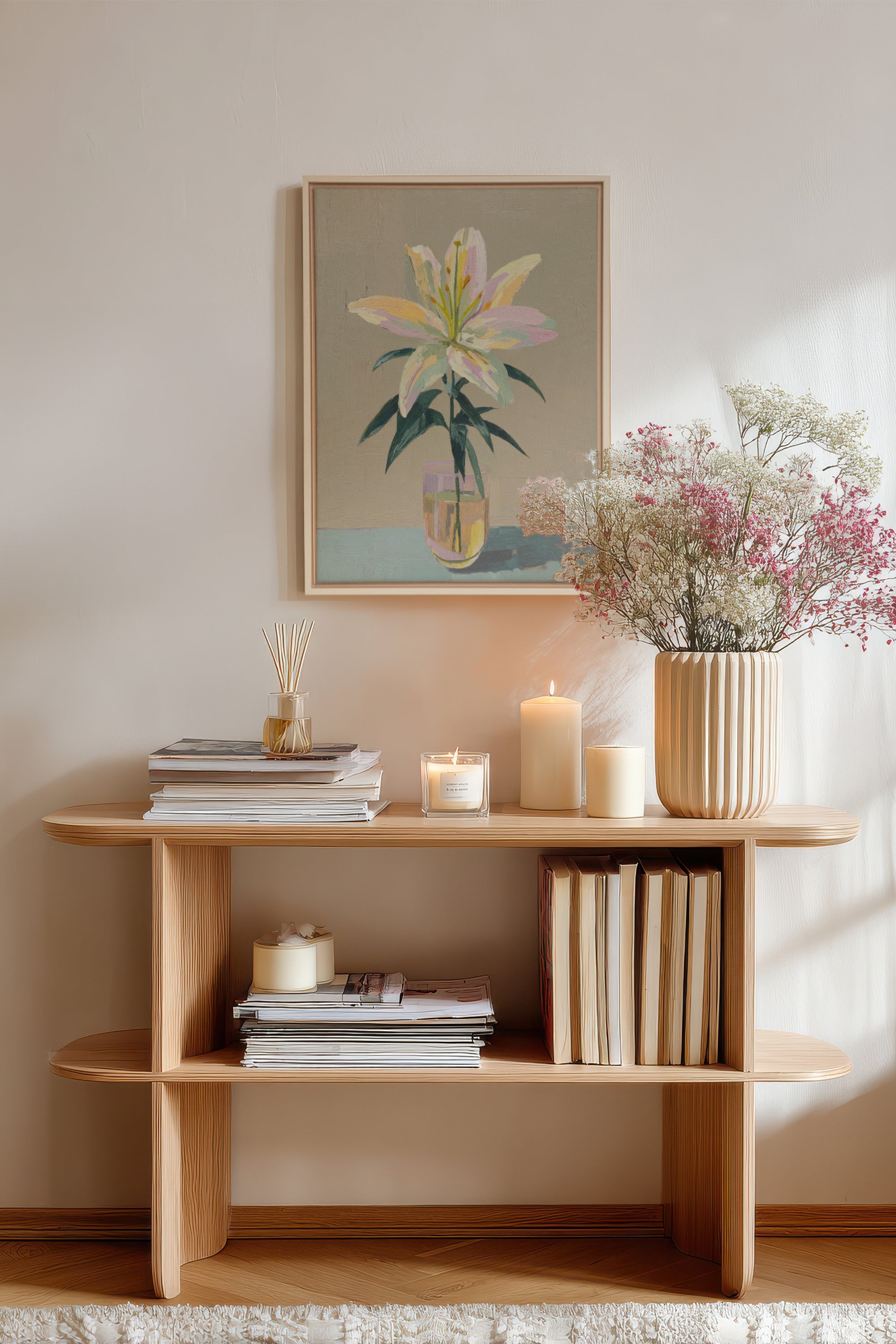 ETERNAL LILY, Artwork on stretched canvas, framed Natural Light