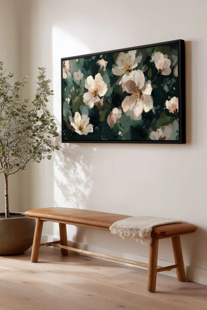 PÉTALES DE LUNE, Oeuvre sur toile étirée, encadré Noir