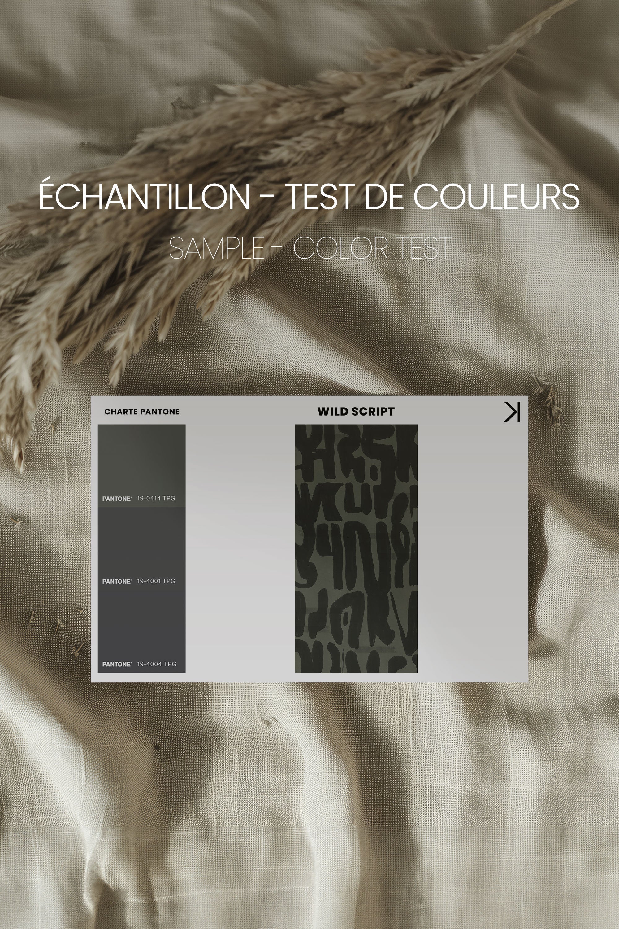 OLEKA CANVAS - WILD SCRIPT, Oeuvre sur toile étirée, encadré Brun Chêne