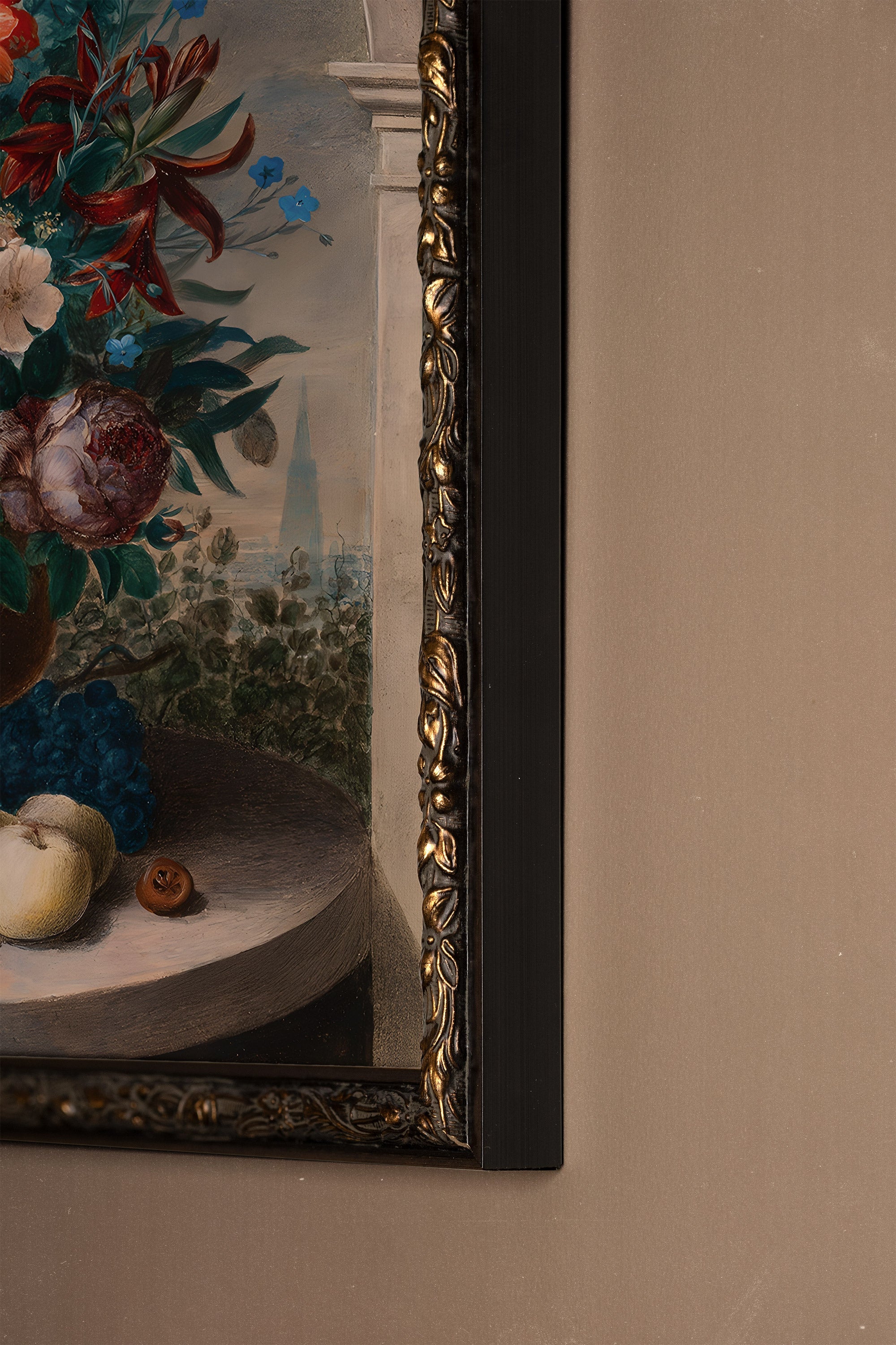 BOUQUET ROYAL, Oeuvre sur toile rigide, encadré Vintage Bronze