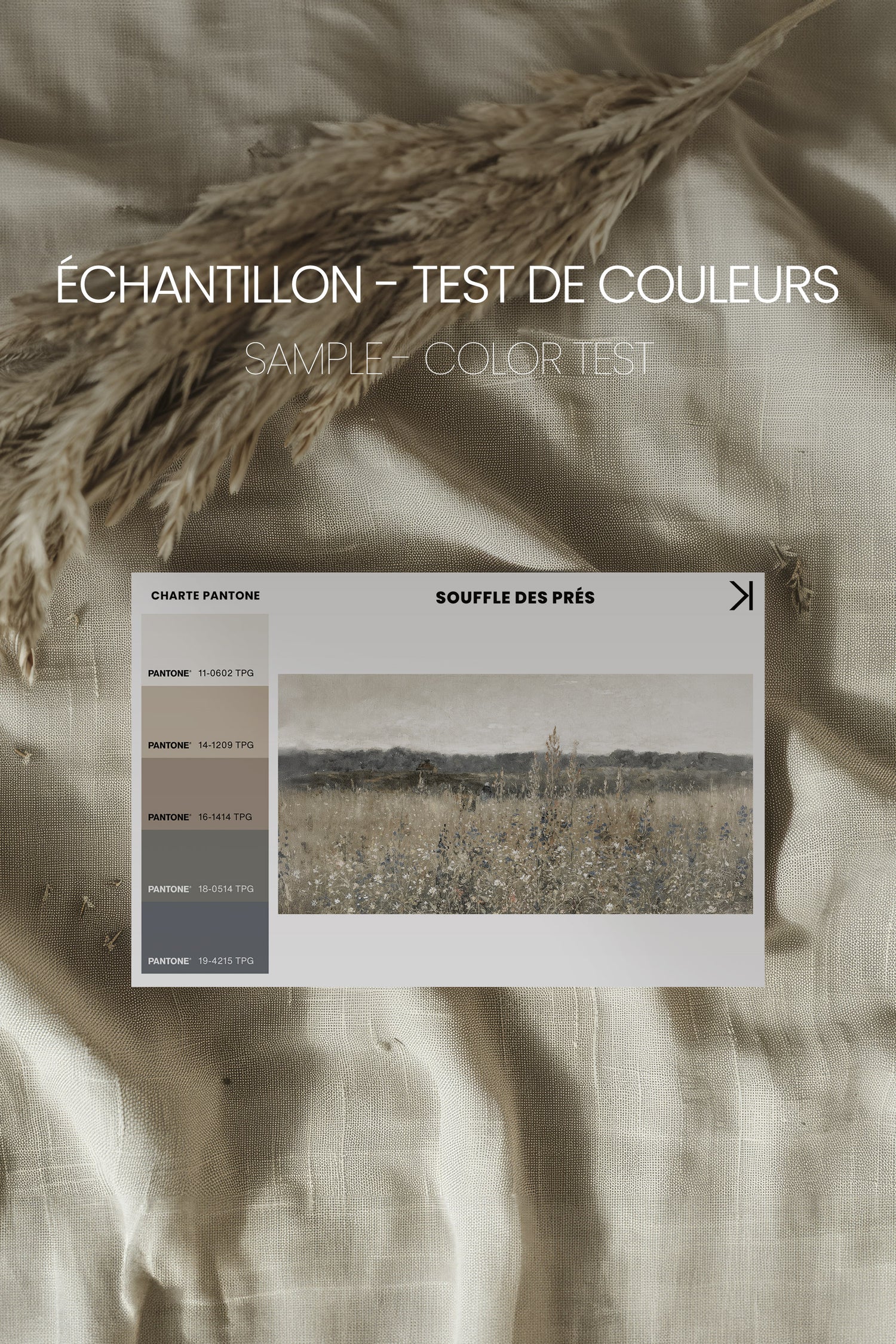 SOUFFLE DES PRÉS, Oeuvre sur toile étirée, encadré Brun Chêne