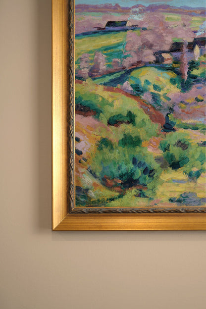 CHAMPS DE RÊVE, Oeuvre sur toile rigide, encadré Vintage Or