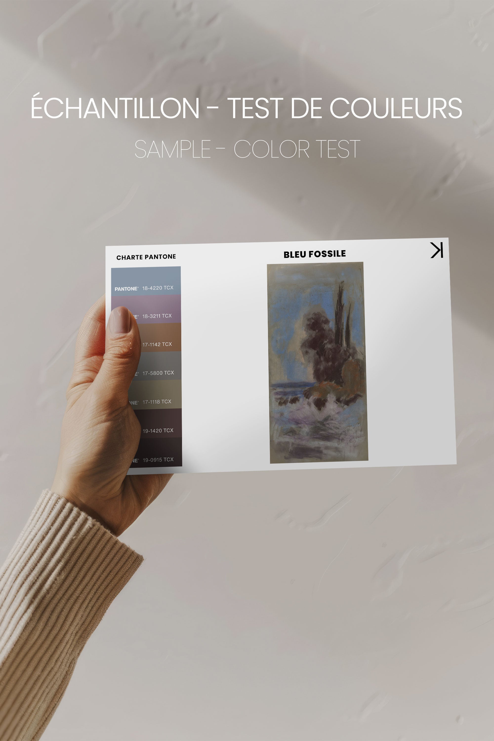 BLEU FOSSILE, Oeuvre sur toile étirée, encadré Noir