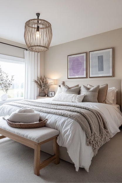 OLEKA CANVAS - DUO CALME CONTRASTÉ, 2 Oeuvres sur toile étirée, encadré Brun Chêne