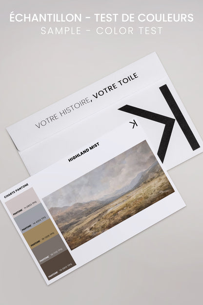 OLEKA CANVAS - Highland Mist, Oeuvre sur toile étirée, encadré Brun Noyer