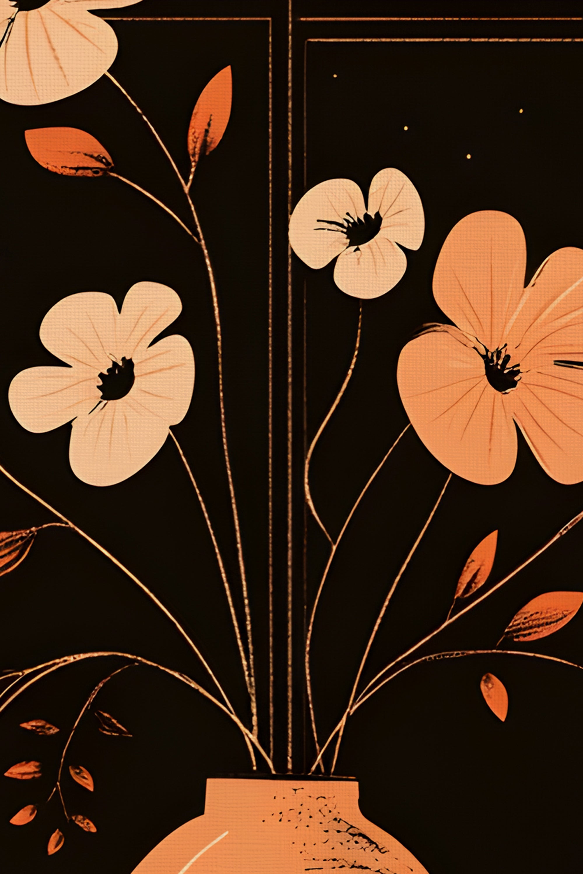 NUIT EN FLEURS, Artwork on rigid canvas, framed in Vintage Bronze