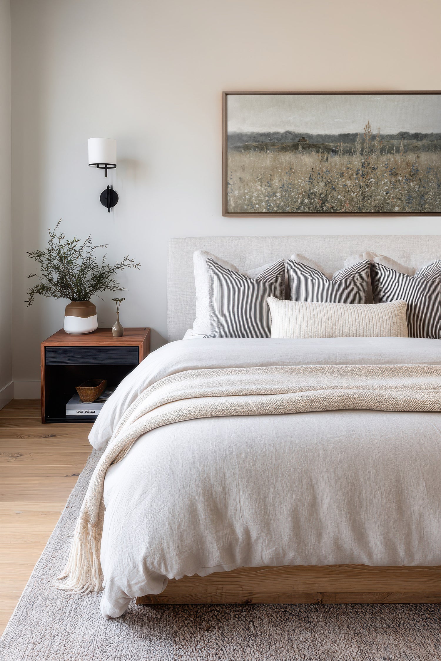 SOUFFLE DES PRÉS, Oeuvre sur toile étirée, encadré Brun Chêne