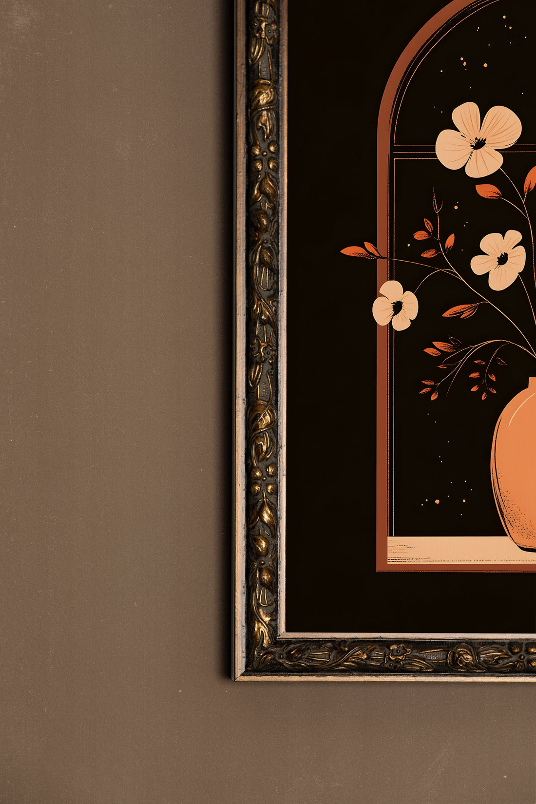 NUIT EN FLEURS, Artwork on rigid canvas, framed in Vintage Bronze