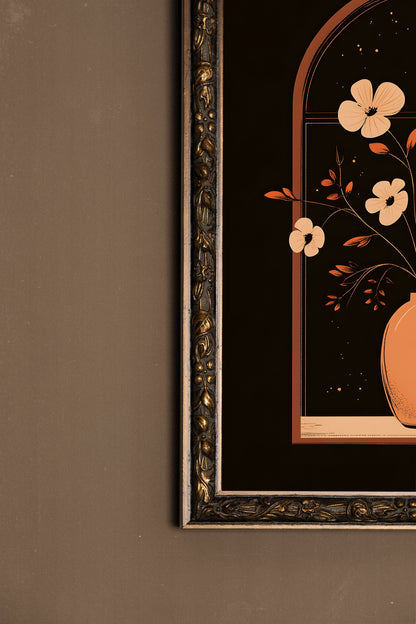 NUIT EN FLEURS, Artwork on rigid canvas, framed in Vintage Bronze