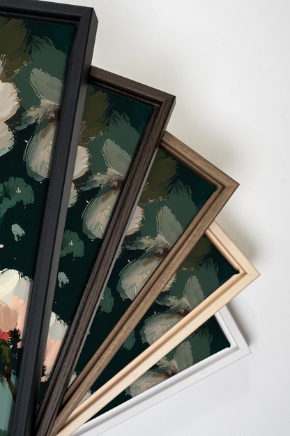 PÉTALES DE LUNE, Oeuvre sur toile étirée, encadré Naturel Clair