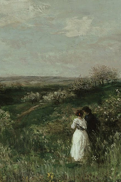 LES AMANTS DU VENT, Artwork on rigid canvas, framed Vintage Silver