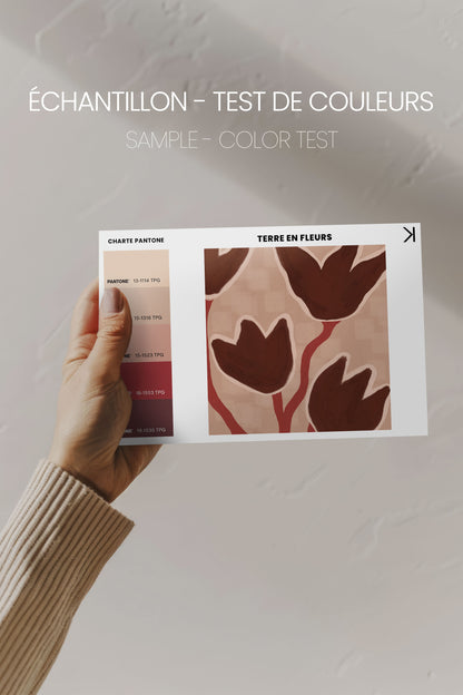 TERRE EN FLEURS, Artwork on stretched canvas, framed in Walnut Brown