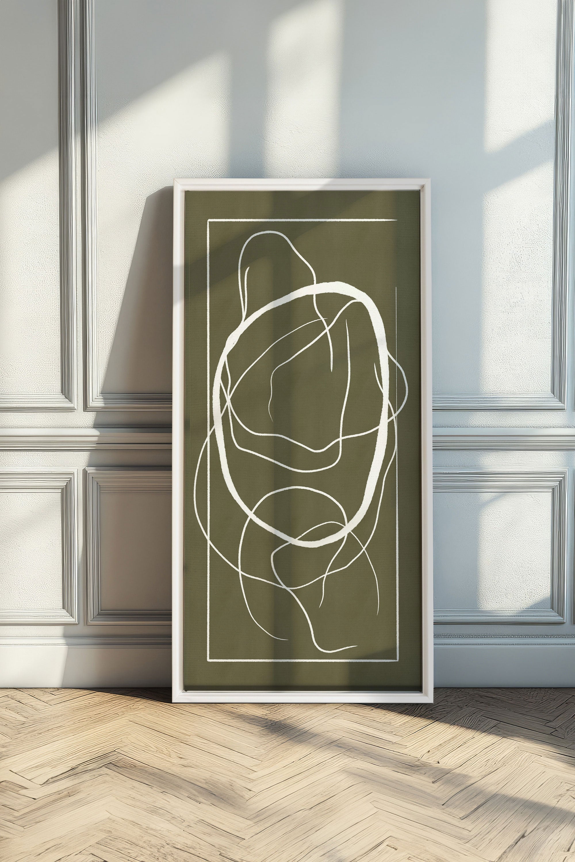 OLEKA CANVAS - FLOWING HARMONY, Oeuvre sur toile étirée, encadré Blanc
