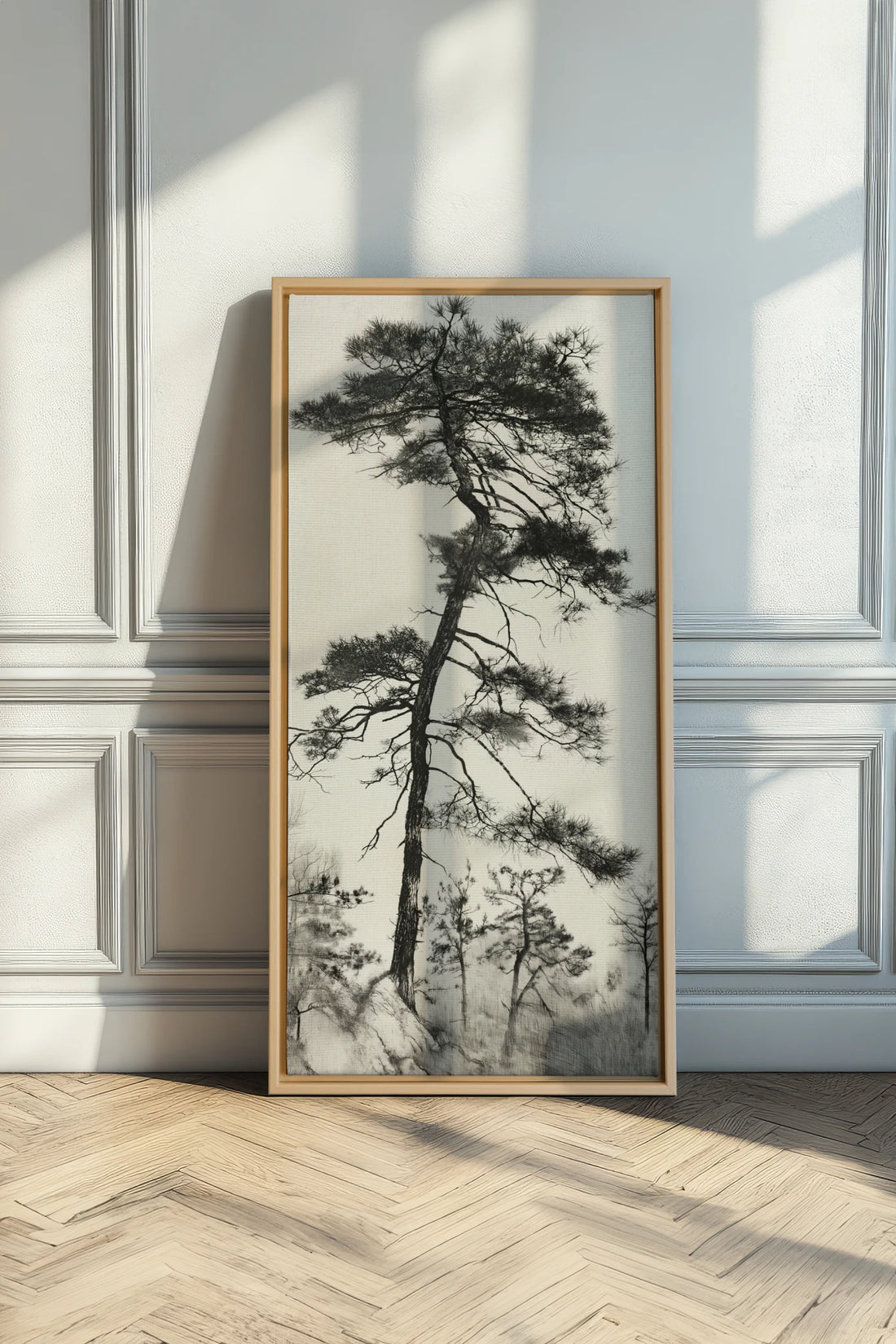 PIN SOLITAIRE, Oeuvre sur toile étirée, encadré Naturel Clair