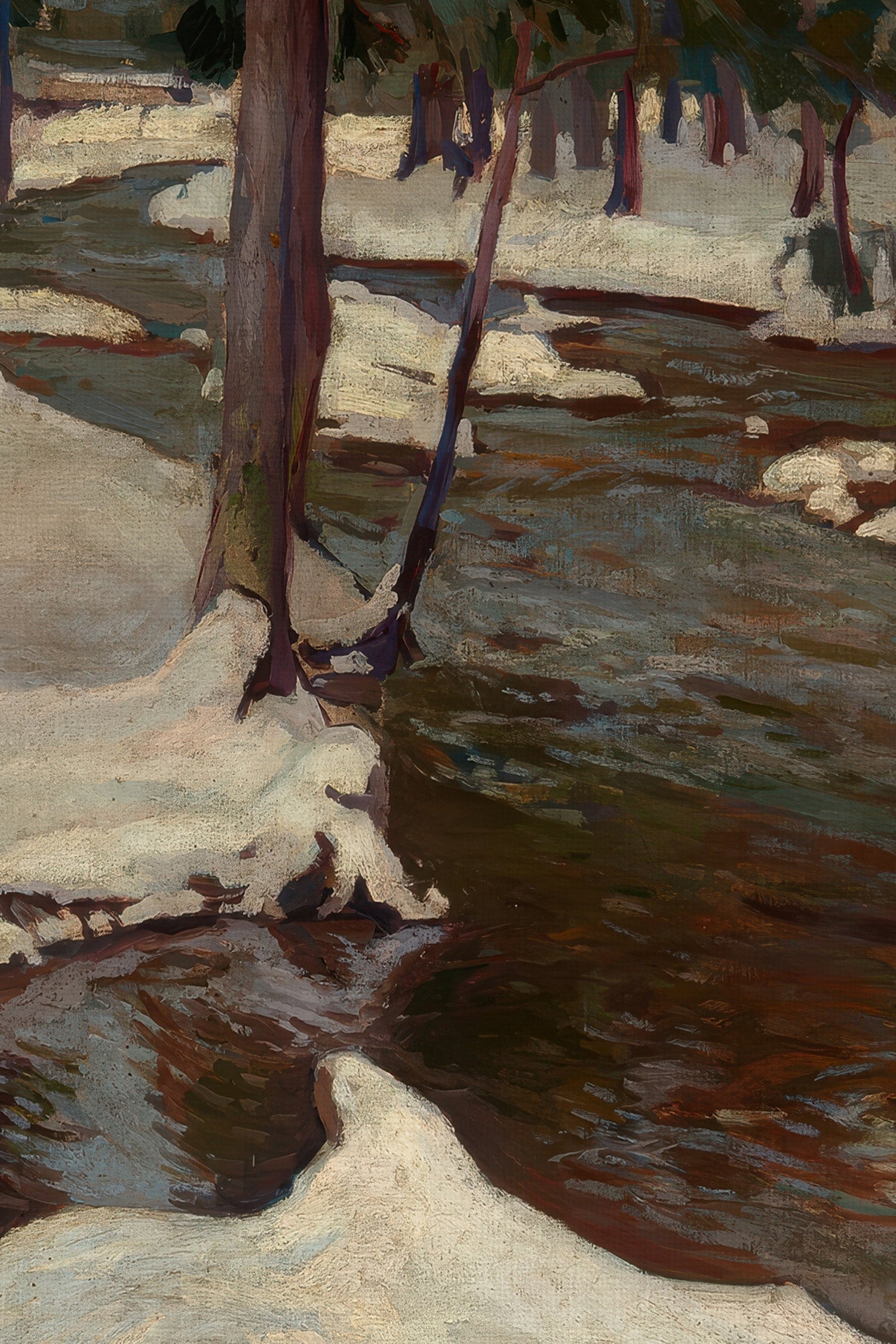 MELTING STREAM, Work on stretched canvas, framed Vintage Bronze