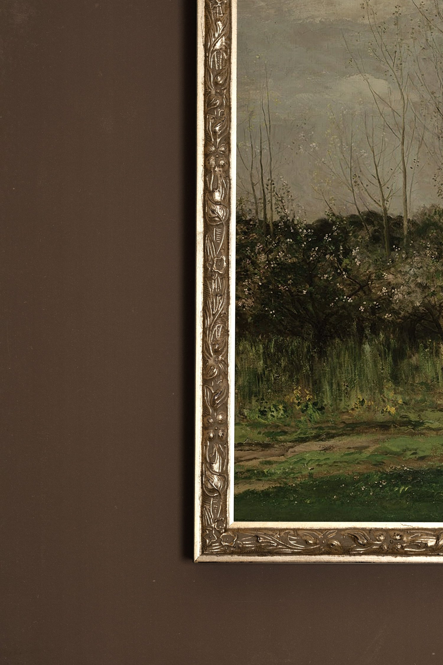 LES AMANTS DU VENT, Artwork on rigid canvas, framed Vintage Silver