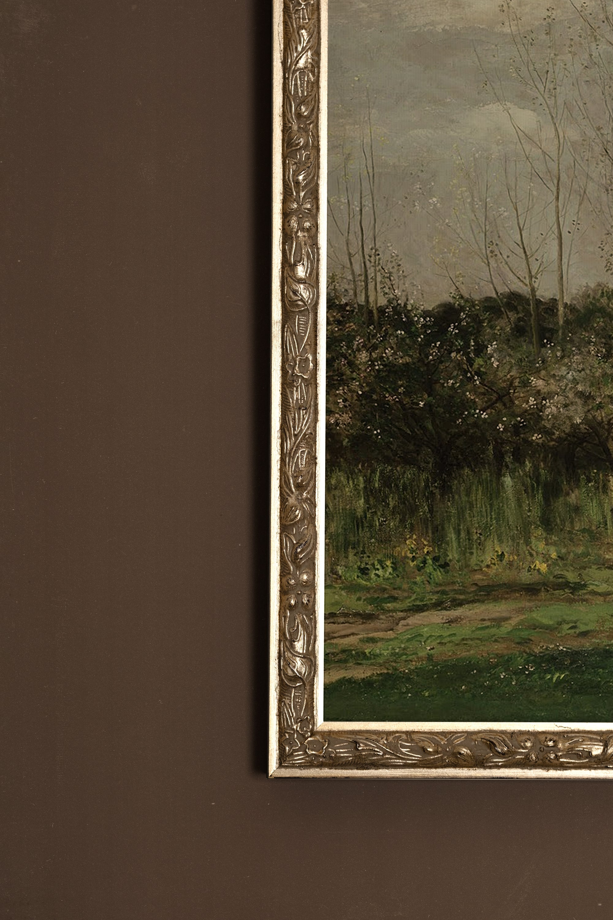 LES AMANTS DU VENT, Artwork on rigid canvas, framed Vintage Silver