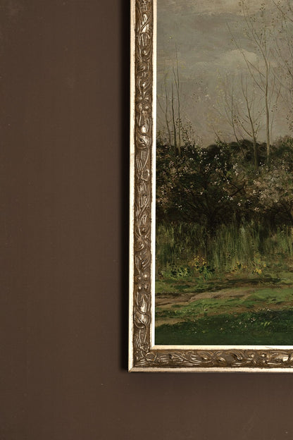 LES AMANTS DU VENT, Artwork on rigid canvas, framed Vintage Silver