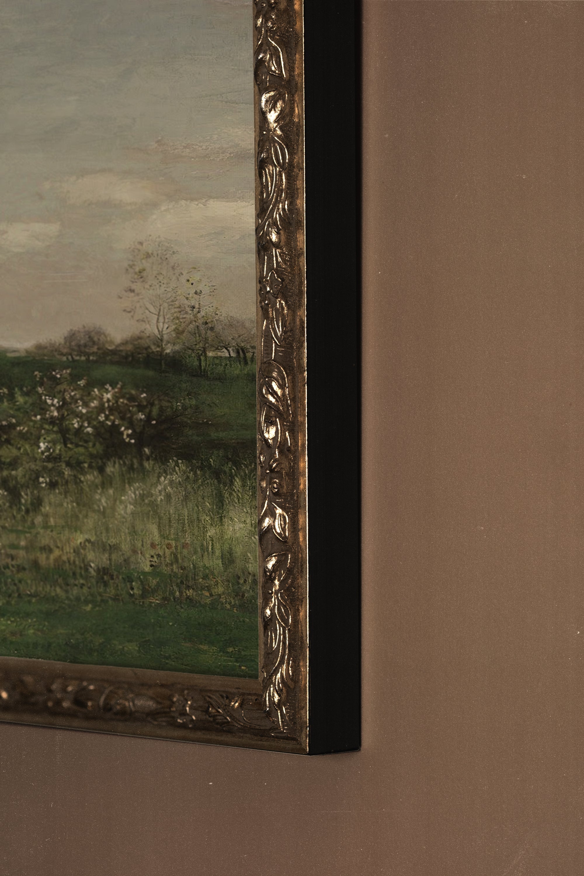 LES AMANTS DU VENT, Artwork on rigid canvas, framed Vintage Silver