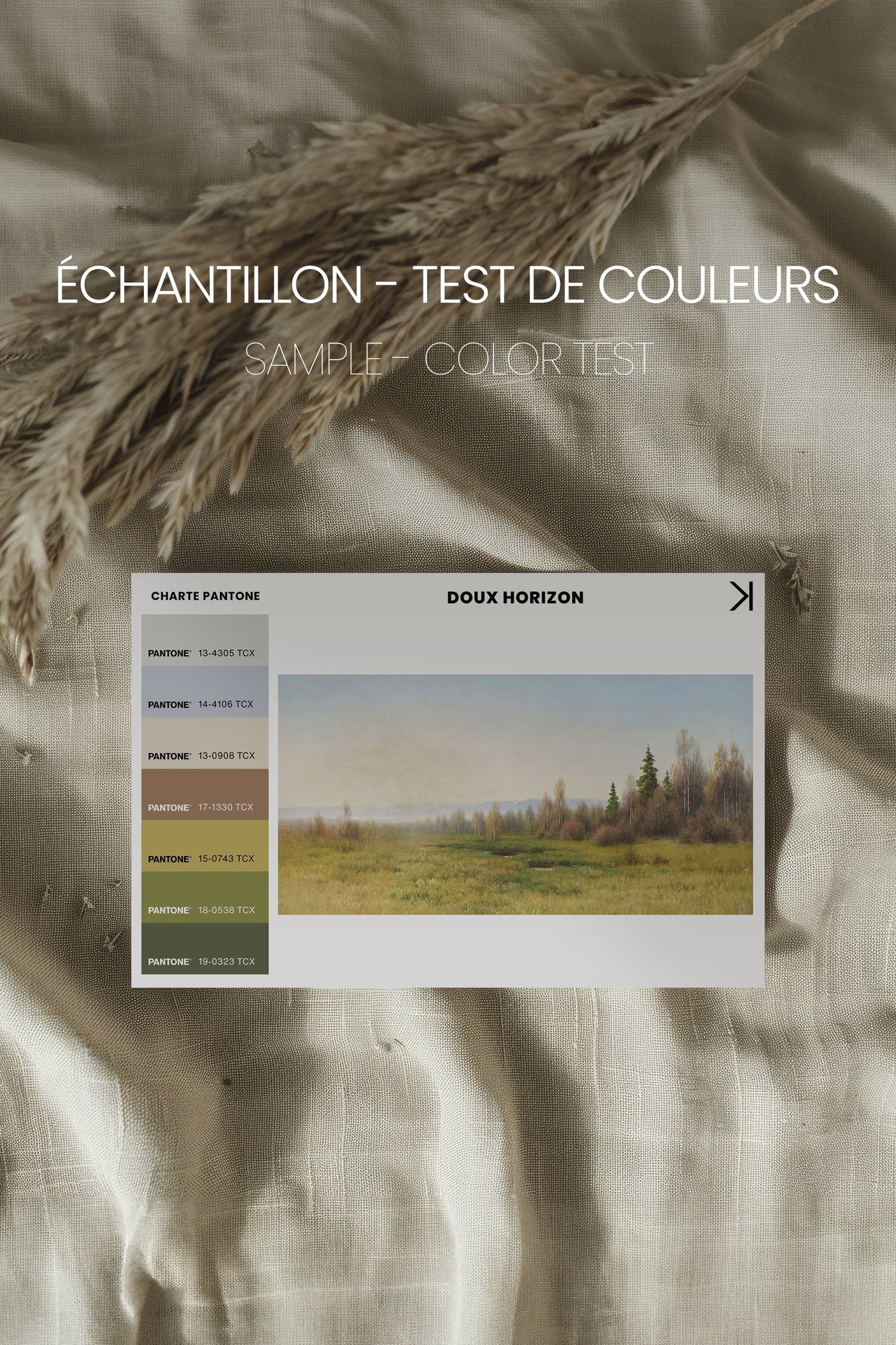 OLEKA CANVAS - DOUX HORIZON, Oeuvre sur toile étirée, encadré Blanc