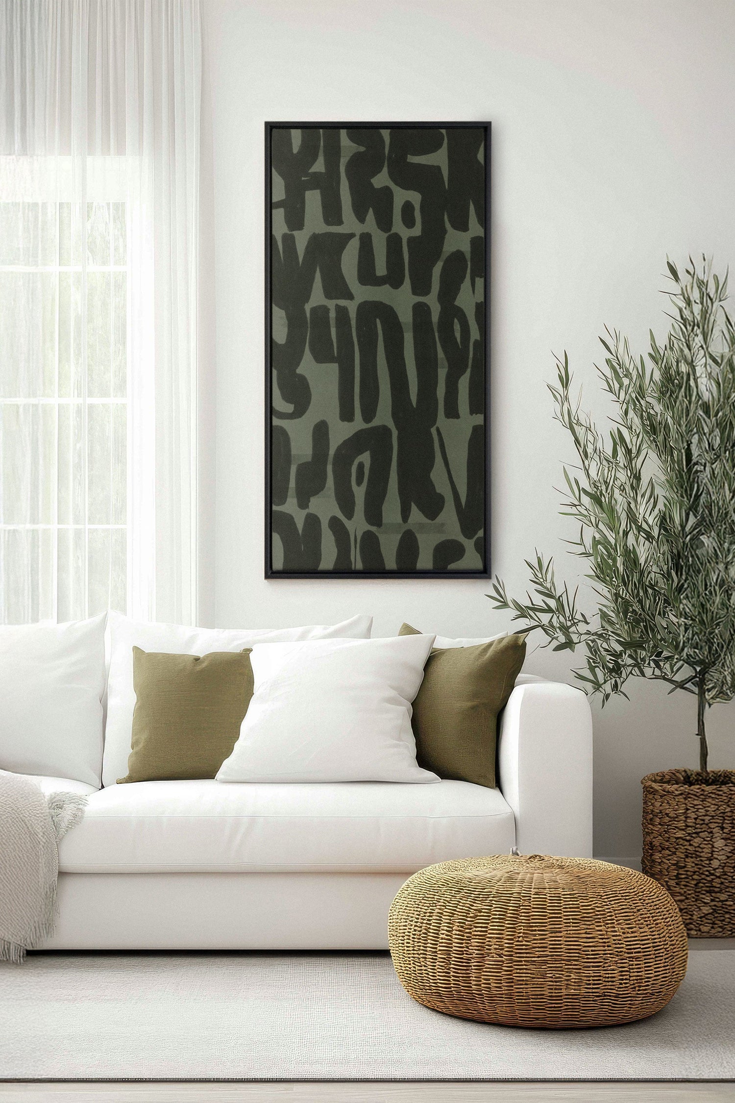 OLEKA CANVAS - WILD SCRIPT, Oeuvre sur toile étirée, encadré Noir