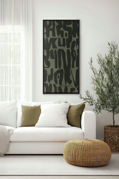 OLEKA CANVAS - WILD SCRIPT, Oeuvre sur toile étirée, encadré Noir