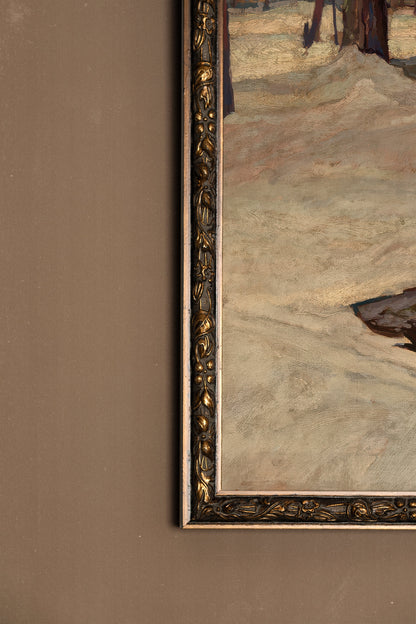 MELTING STREAM, Work on stretched canvas, framed Vintage Bronze