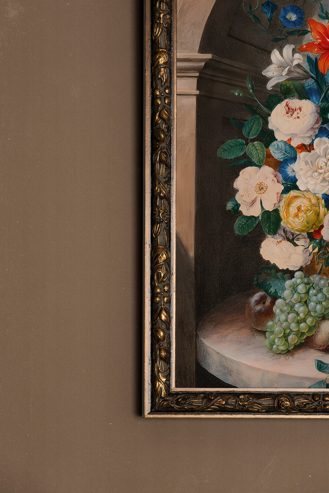 BOUQUET ROYAL, Oeuvre sur toile rigide, encadré Vintage Bronze