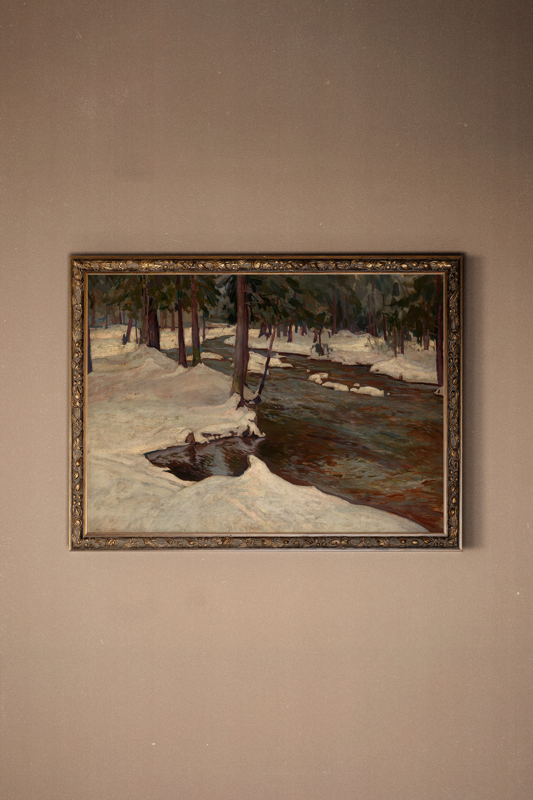 MELTING STREAM, Oeuvre sur toile étirée, encadré Vintage Bronze