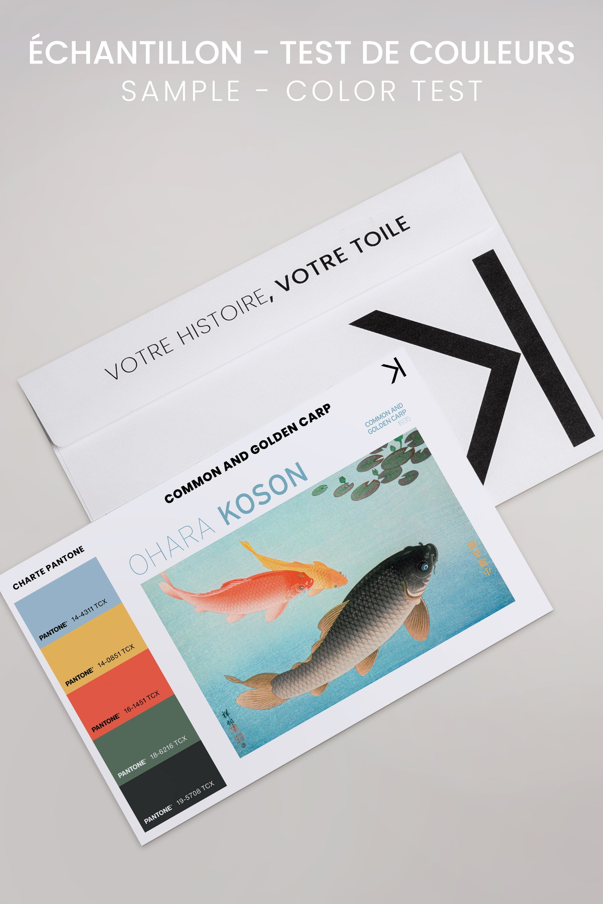 OLEKA CANVAS - COMMON &amp; GOLDEN CARP, Oeuvre sur toile étirée, encadré Brun Noyer