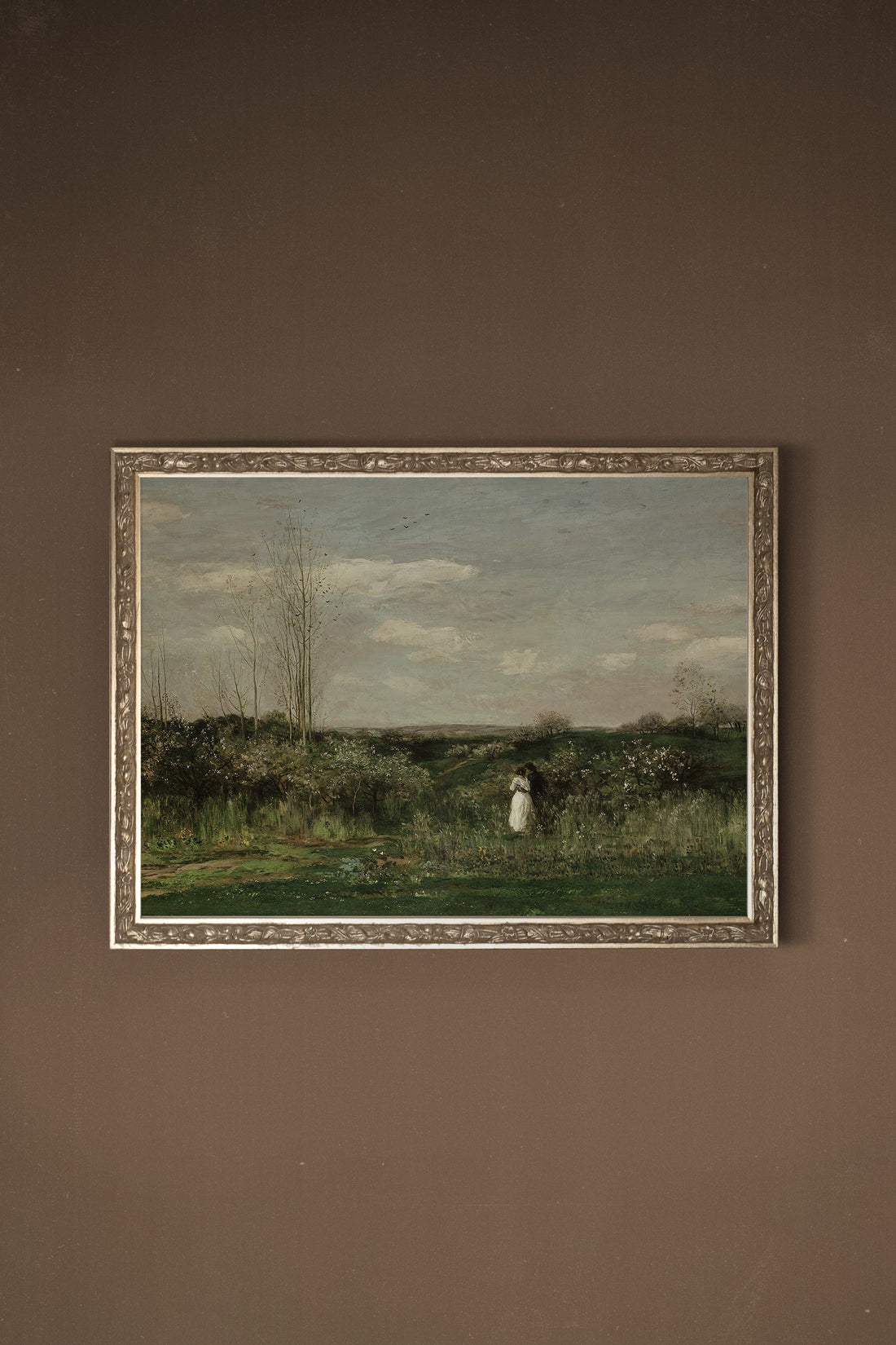 LES AMANTS DU VENT, Oeuvre sur toile rigide, encadré Vintage Argent