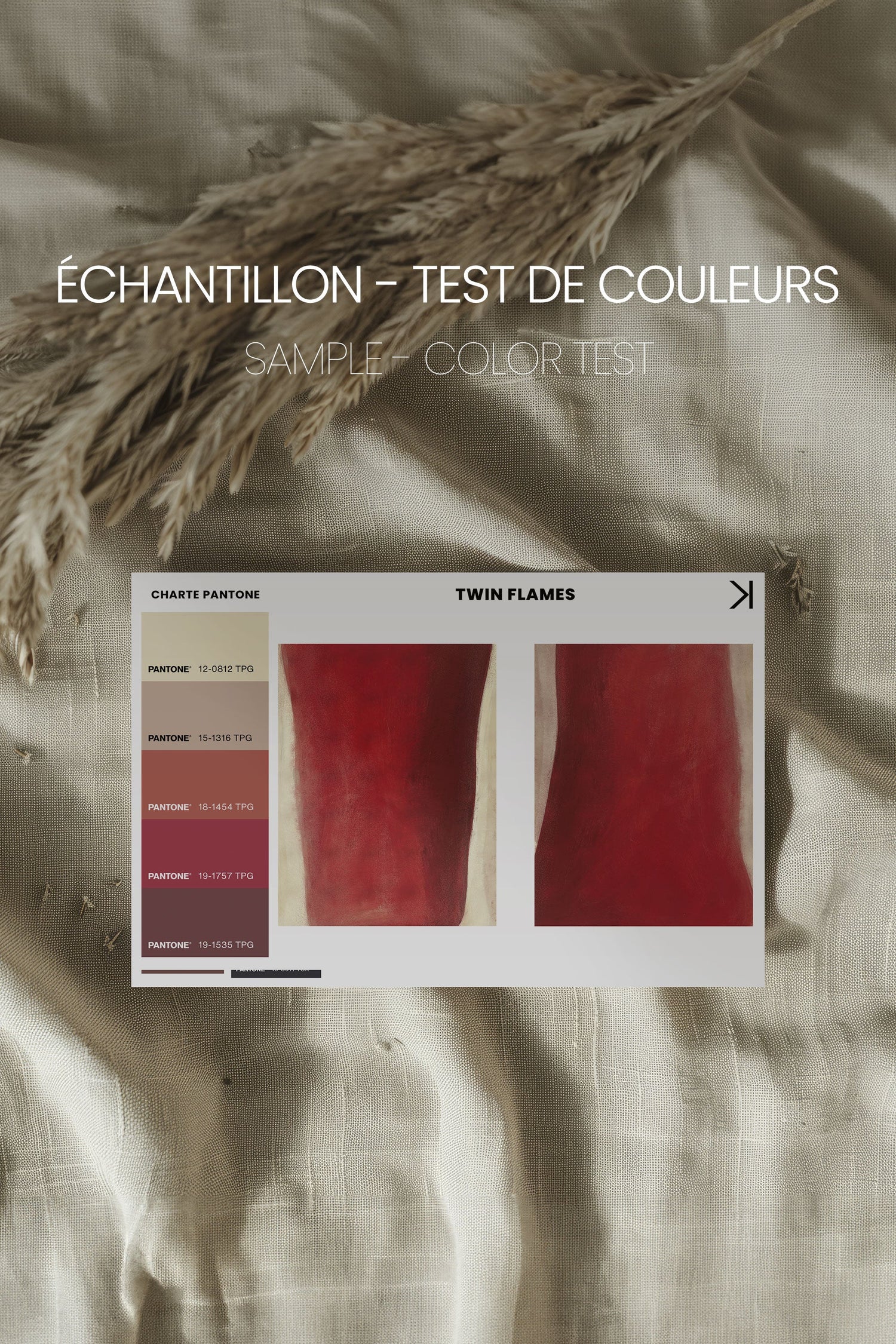 OLEKA CANVAS - TWIN FLAMES, 2 Oeuvres sur toile étirée, encadré Brun Noyer