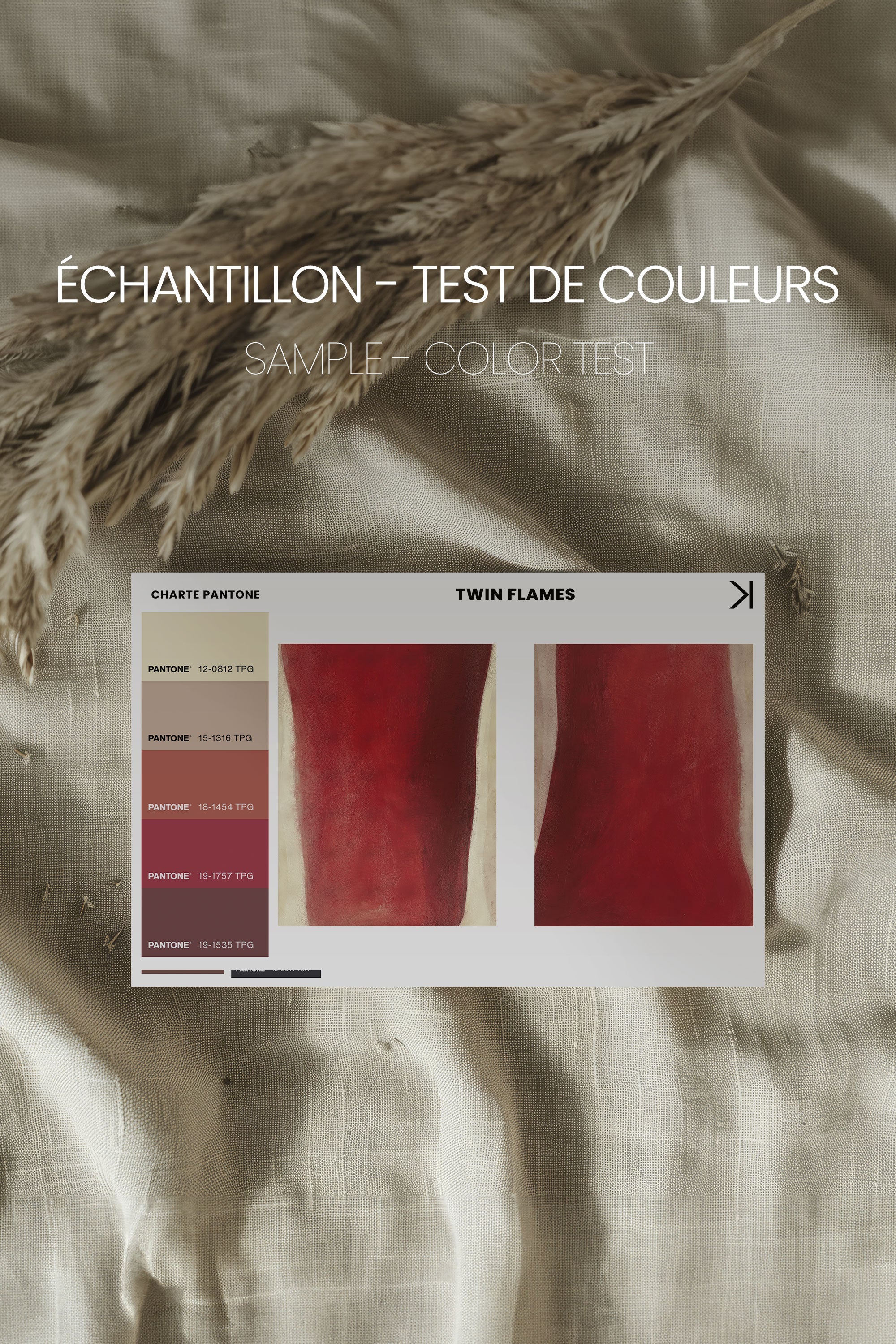 OLEKA CANVAS - TWIN FLAMES, 2 Oeuvres sur toile étirée, encadré Naturel Clair