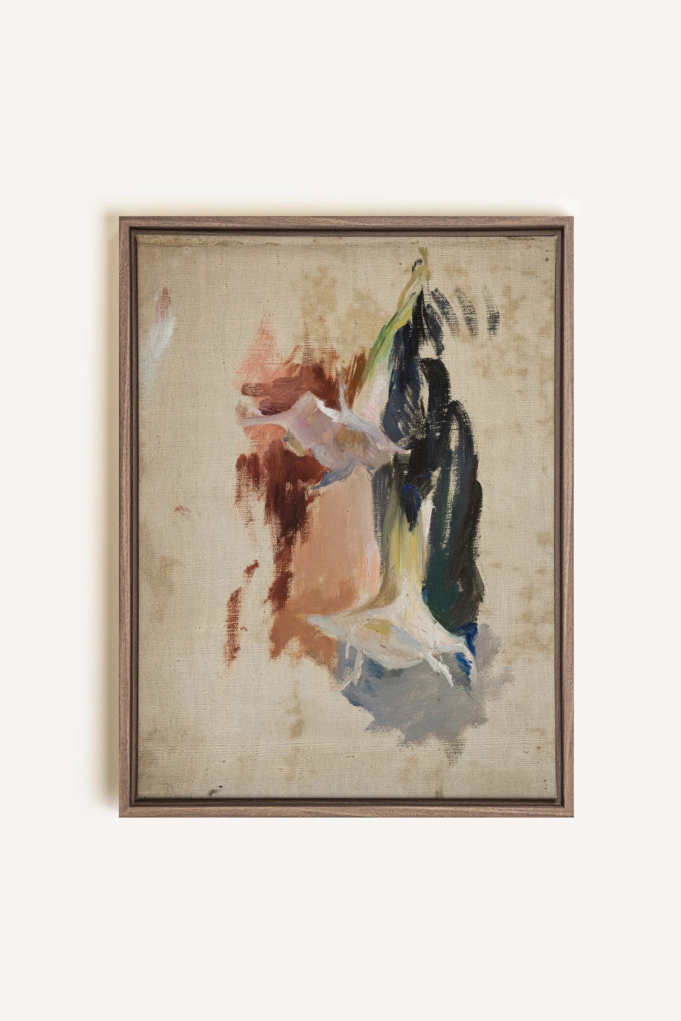 ORGANIC TRACE, Artwork on stretched canvas, framed Oak Brown