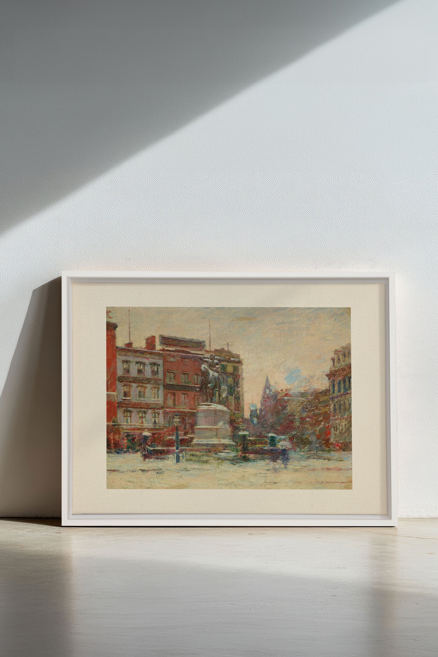 URBAN WINTER DAY, Oeuvre sur toile étirée, encadré Blanc