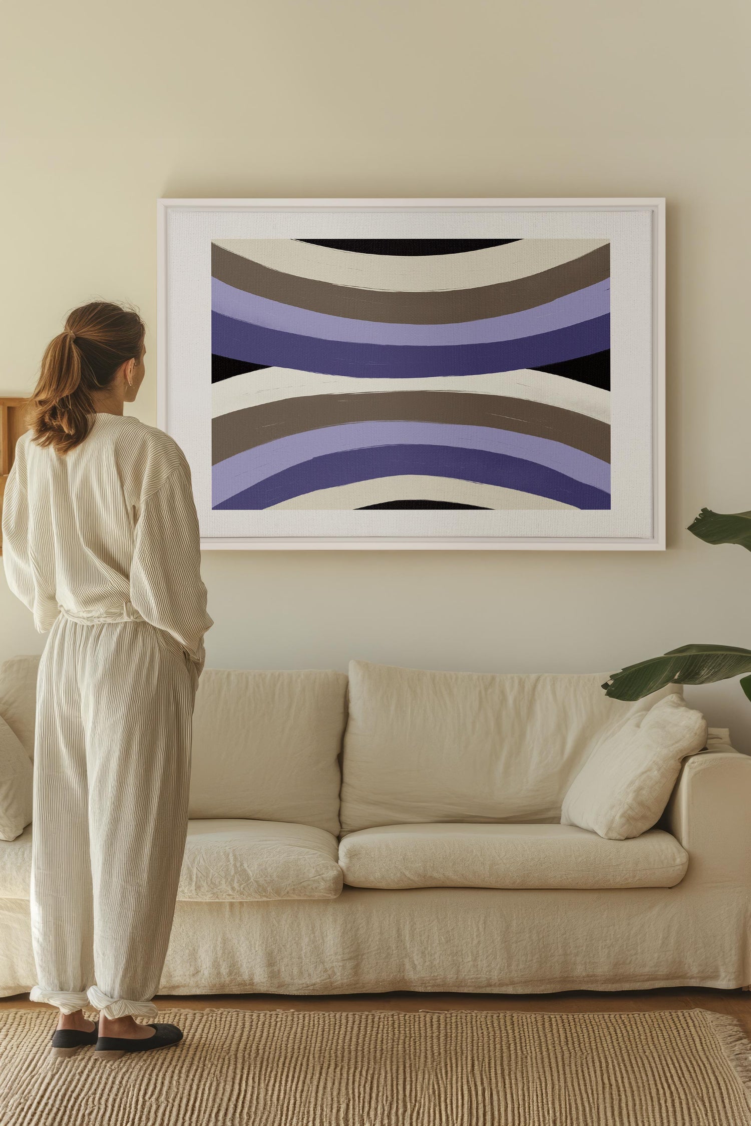 OLEKA CANVAS - FLOW OF SHADES, Oeuvre sur toile étirée, encadré Blanc