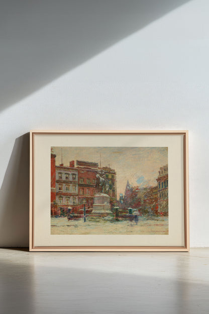 URBAN WINTER DAY, Oeuvre sur toile étirée, encadré Naturel Clair