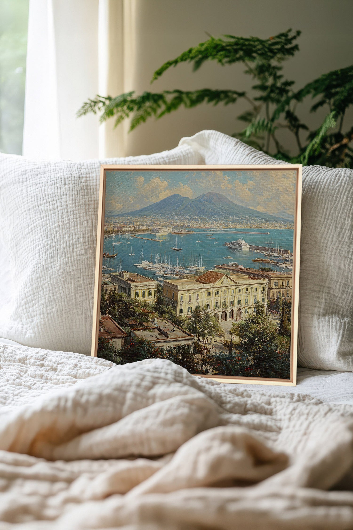 OLEKA CANVAS - BAY OF GOLD, Oeuvre sur toile étirée, encadré Naturel Clair