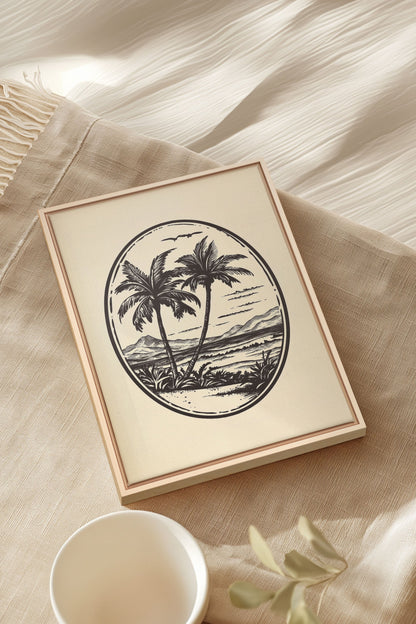 OLEKA CANVAS - ISLAND ESCAPE, Oeuvre sur toile étirée, encadré Naturel Clair