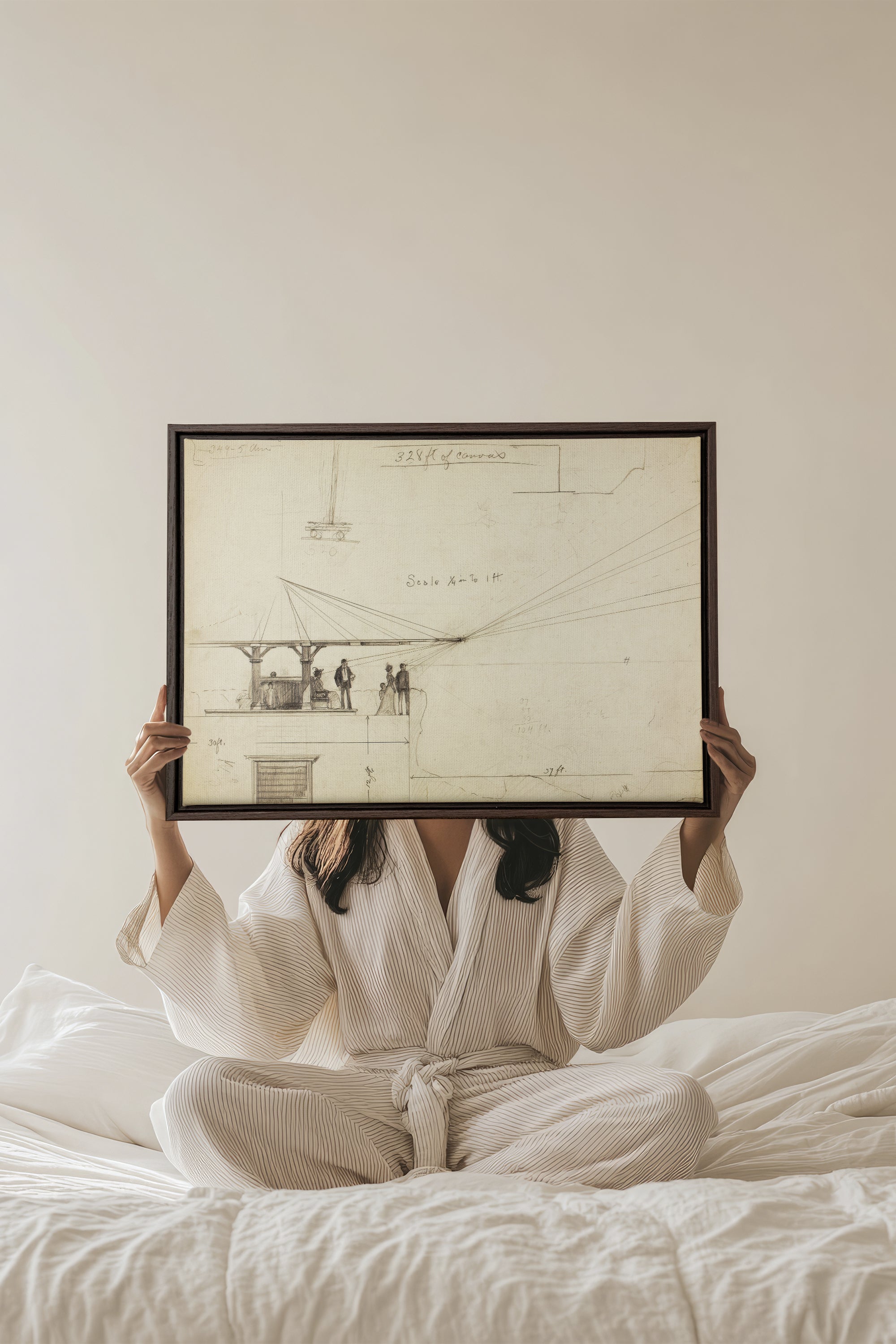 OLEKA CANVAS - MEASURED MINDS, Oeuvre sur toile étirée, encadré Brun Noyer