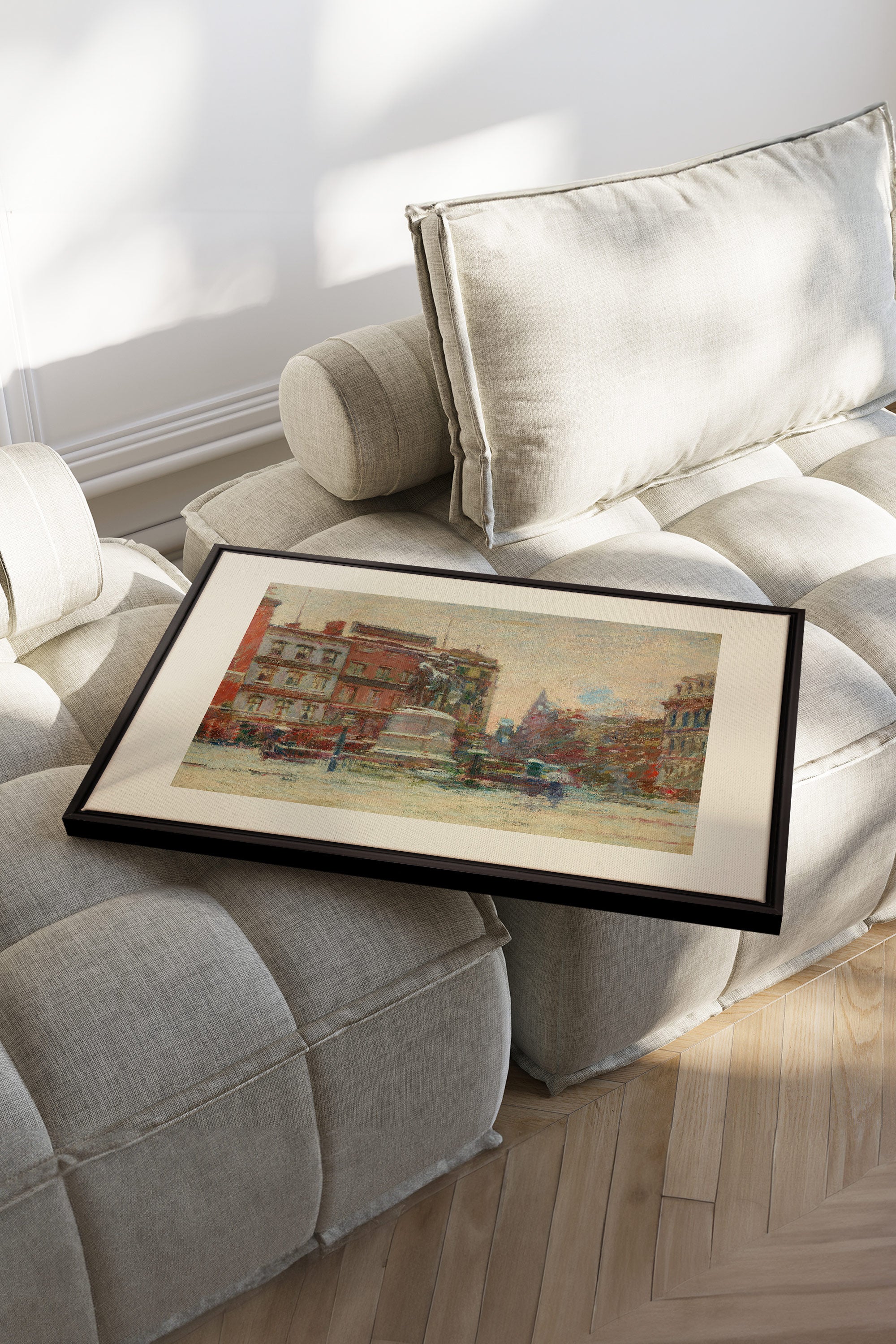 URBAN WINTER DAY, Oeuvre sur toile étirée, encadré Noir