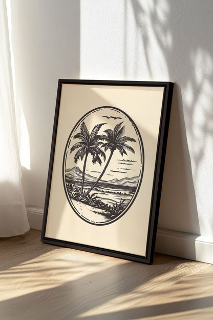 OLEKA CANVAS - ISLAND ESCAPE, Oeuvre sur toile étirée, encadré Noir