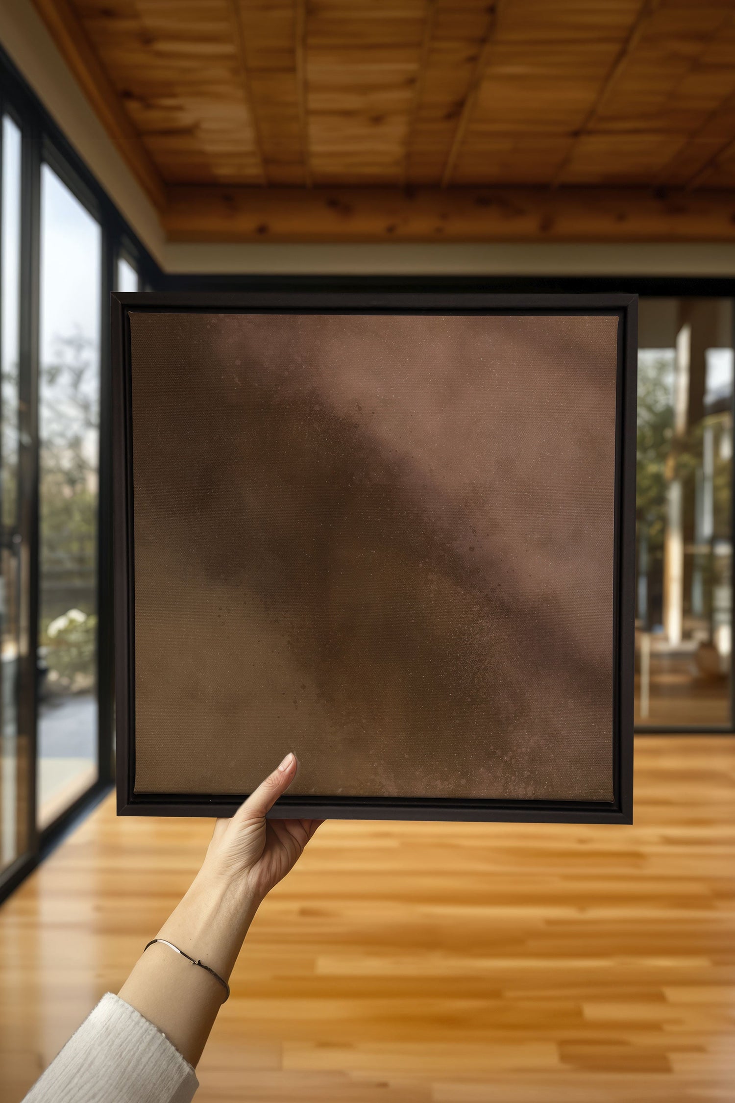 OLEKA CANVAS - COCOA DUST, Oeuvre sur toile étirée, encadré Noir