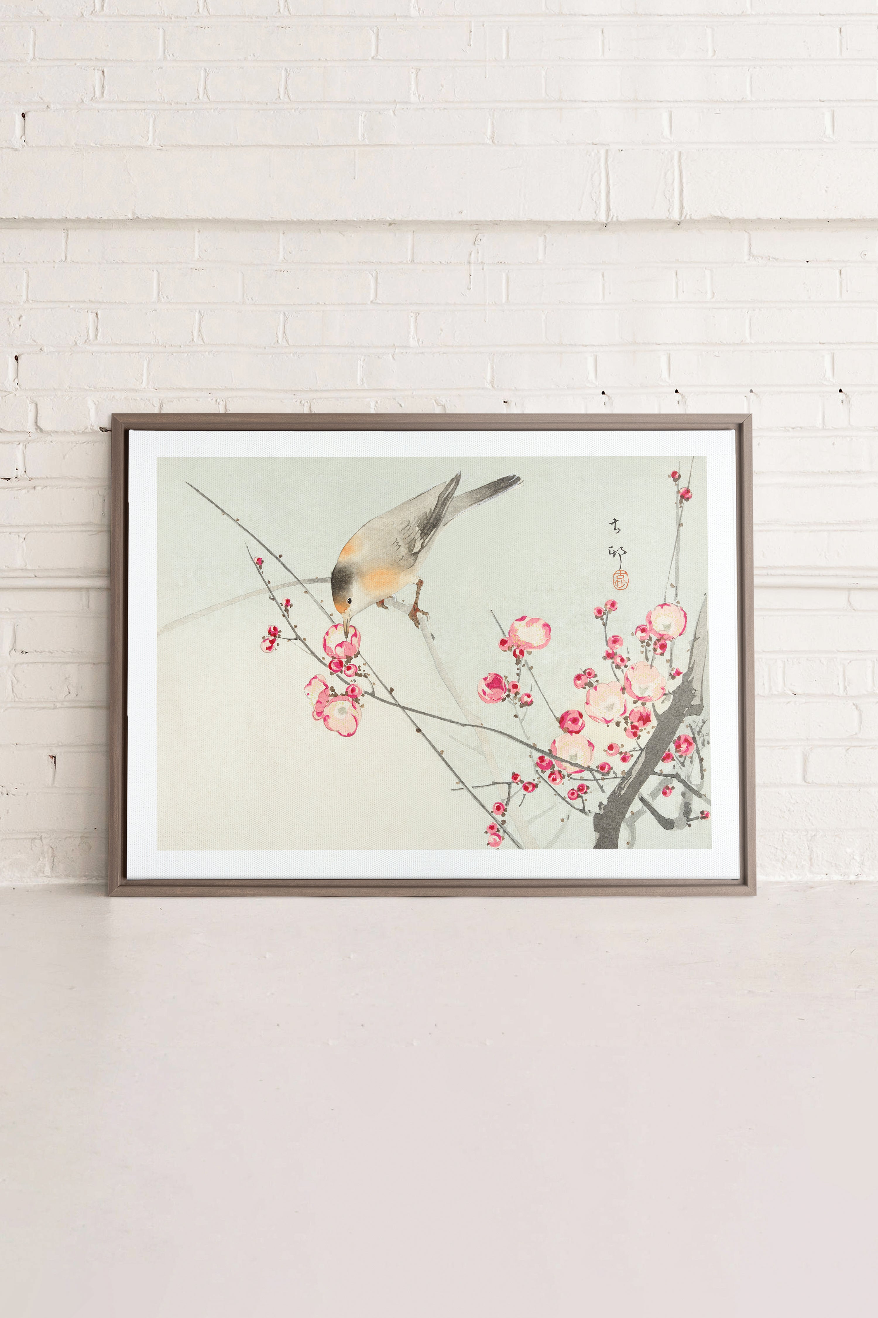 OLEKA CANVAS - SONGBIRD, Oeuvre sur toile étirée, encadré Brun Chêne