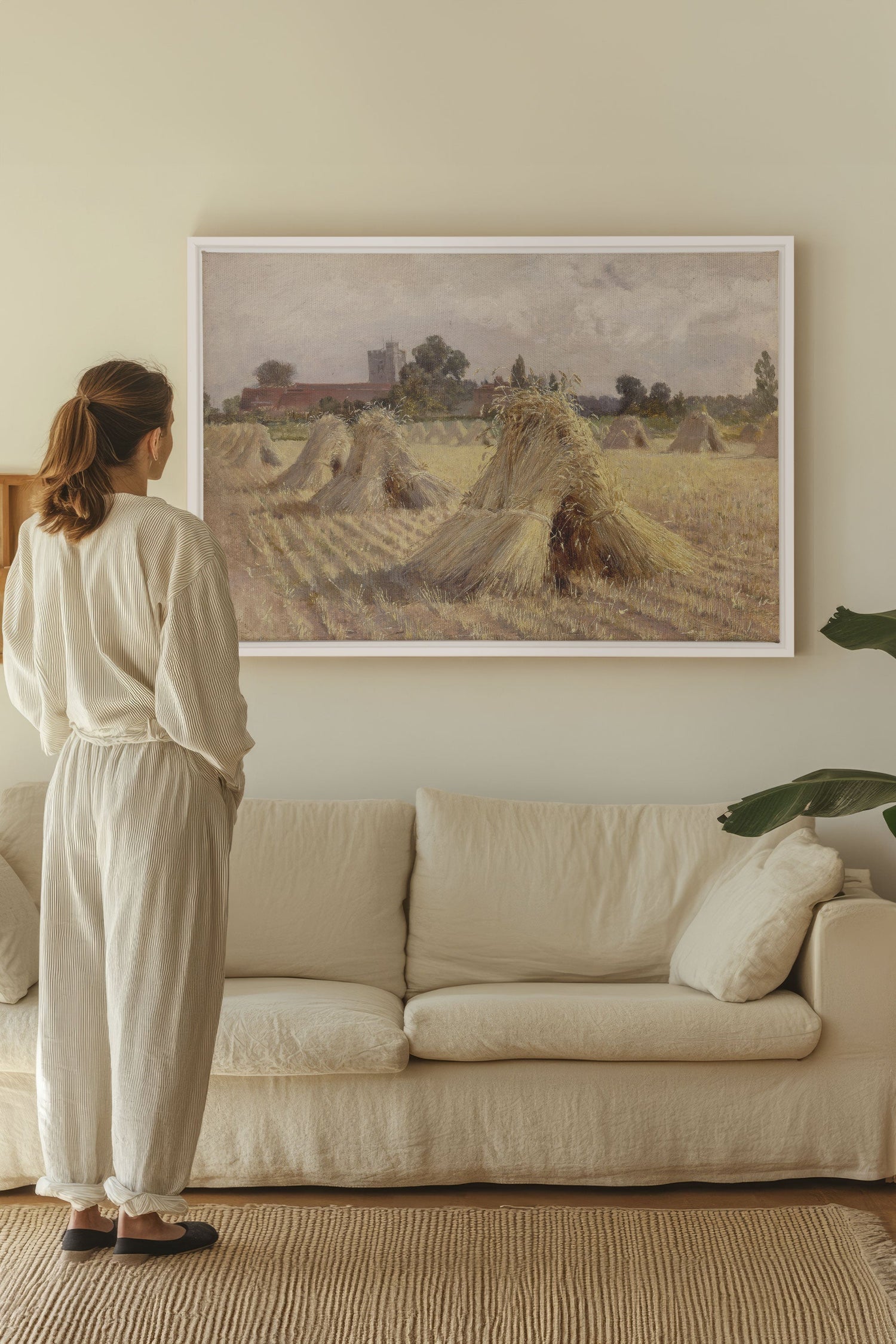 OLEKA CANVAS - CHAMPS DES SOUVENIRS, Oeuvre sur toile étirée, encadré Blanc