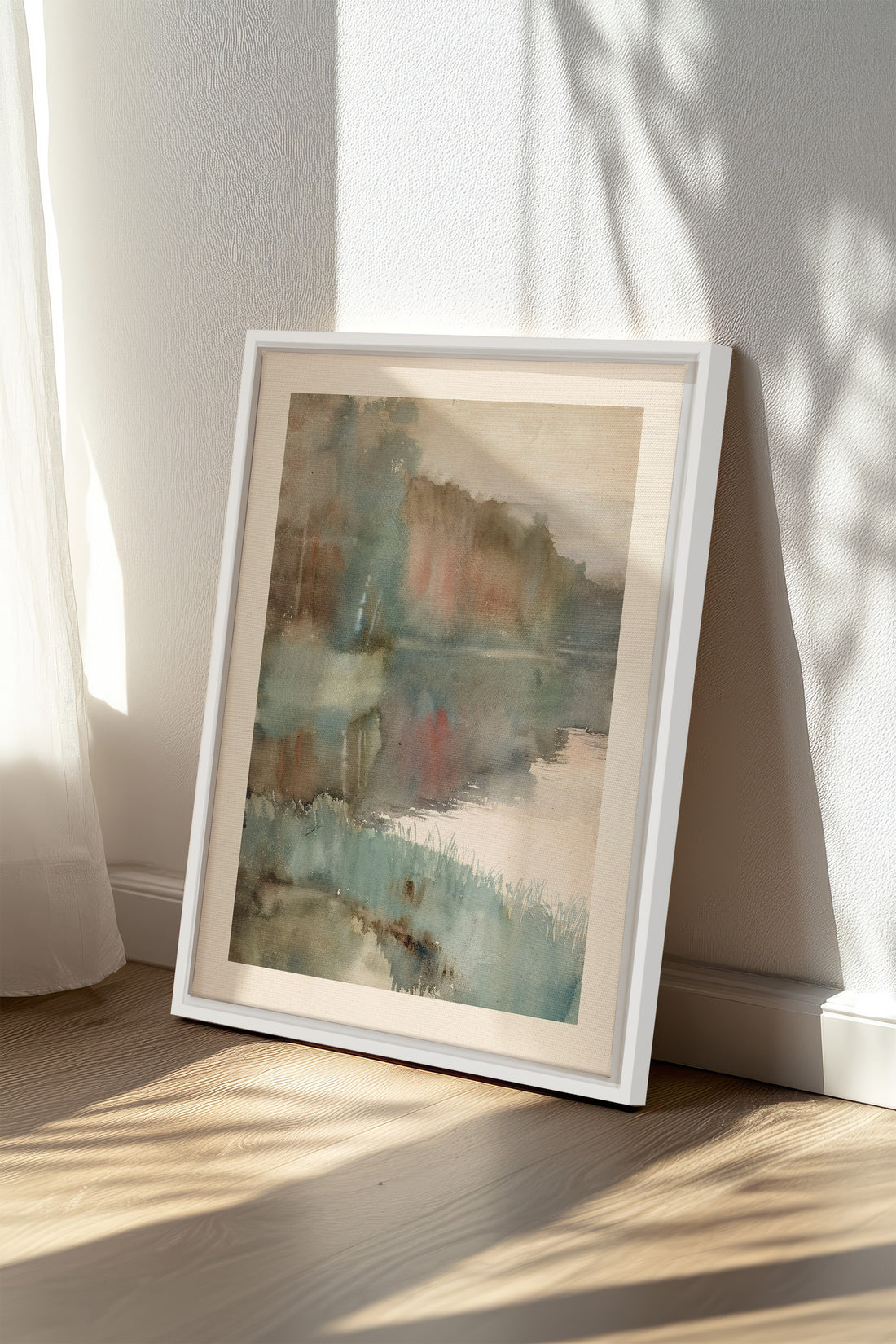 ÉCHO DU LAC, Artwork on stretched canvas, framed in white