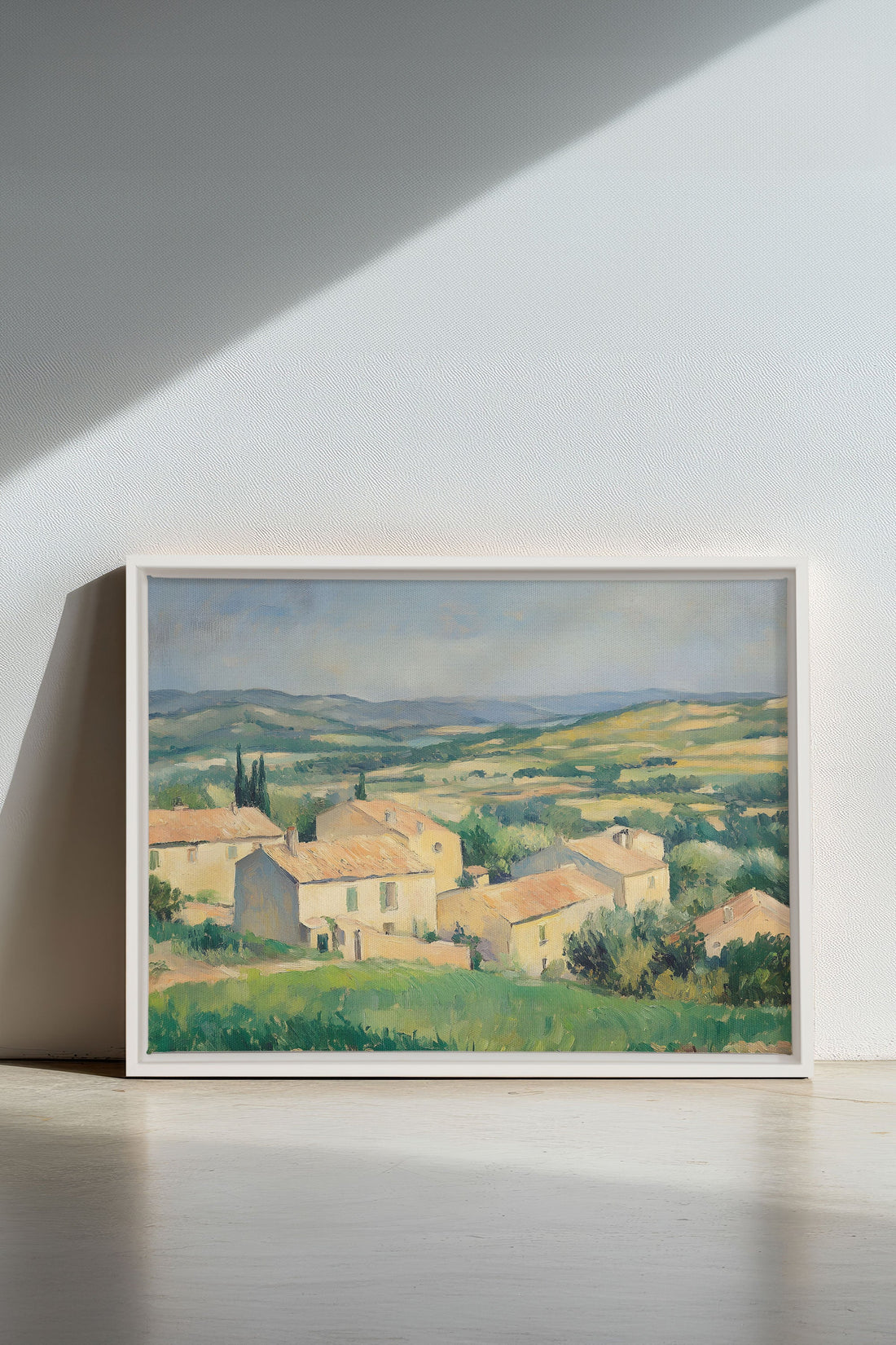 OLEKA CANVAS - VILLAGE IN BLOOM, Oeuvre sur toile étirée, encadré Blanc