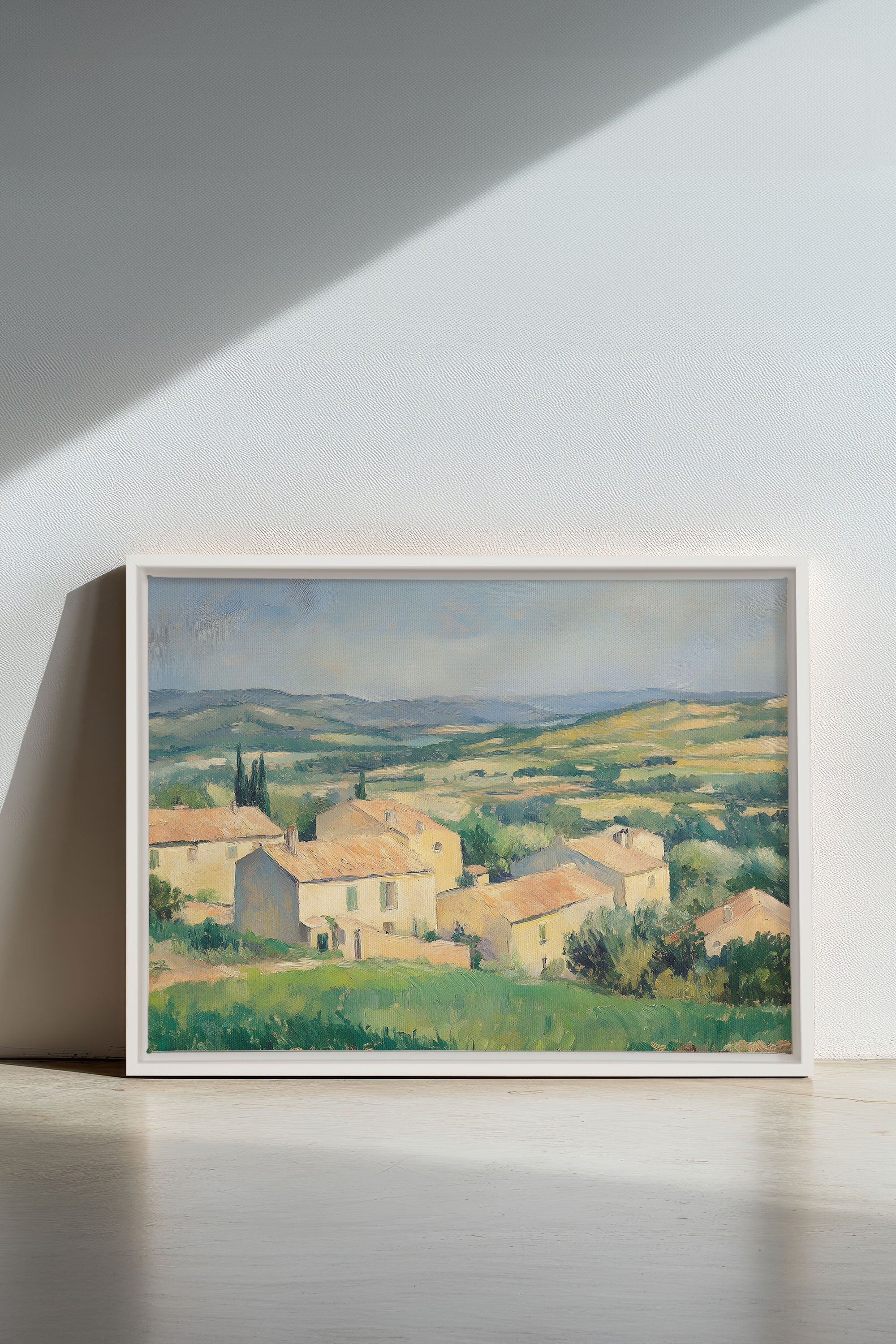 OLEKA CANVAS - VILLAGE IN BLOOM, Oeuvre sur toile étirée, encadré Blanc